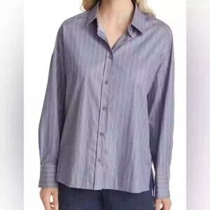 Max Mara Leisure Women's Oversized Gray Pinstripe Button Down Shirt Size 2